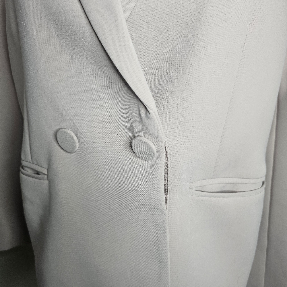Daxi Retro Styling Greige Double Breasted Tailored Blazer Minimalist Normcore - Picture 3 of 10